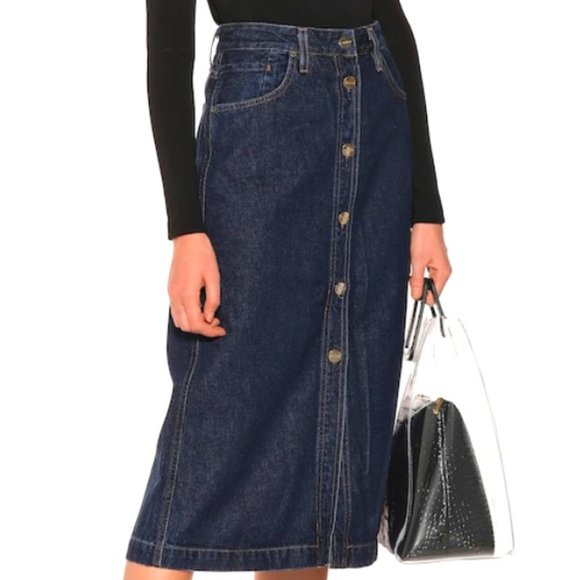 Goldsign The Button Front Denim Skirt - Picture 1 of 7